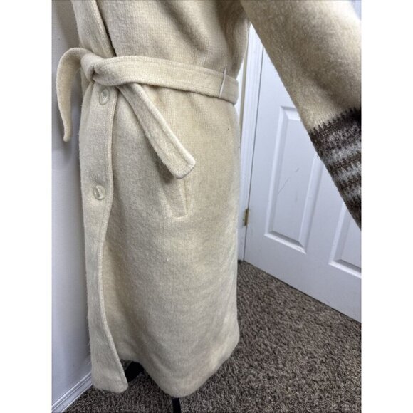 Vintage Pierre Desmarais Woman S Wool Coat Jacket Belted Hippie Parka Hooded - Picture 4 of 11